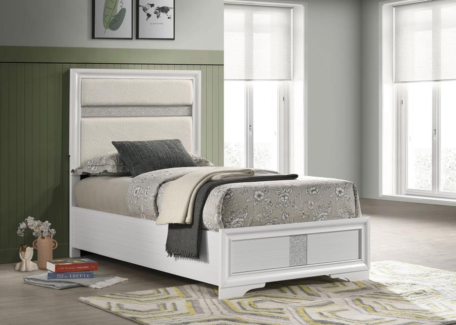 Miranda 54-inch Upholstered Twin Panel Bed White view 2