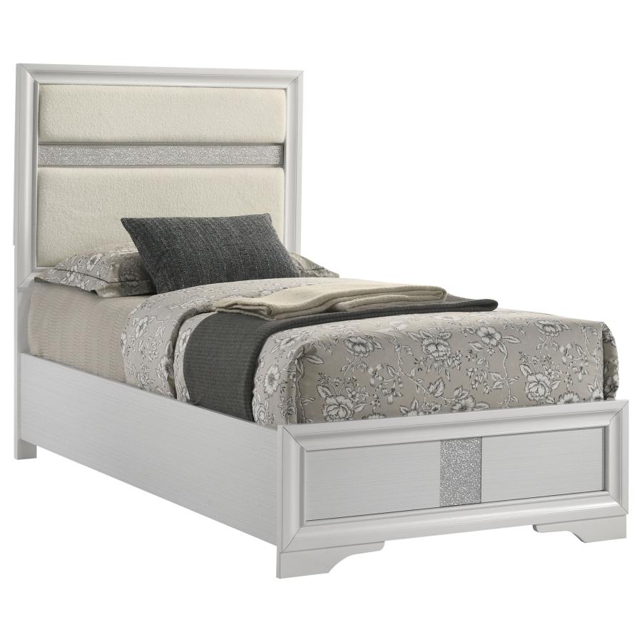 Miranda 54-inch Upholstered Twin Panel Bed White view 3