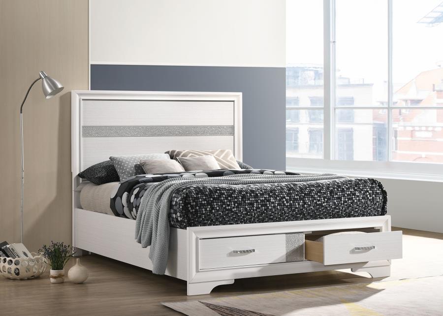 Miranda 51-inch Wood Full Storage Panel Bed White view 2