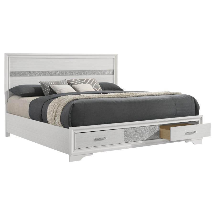 Miranda 51-inch Wood Eastern King Storage Panel Bed White view 3