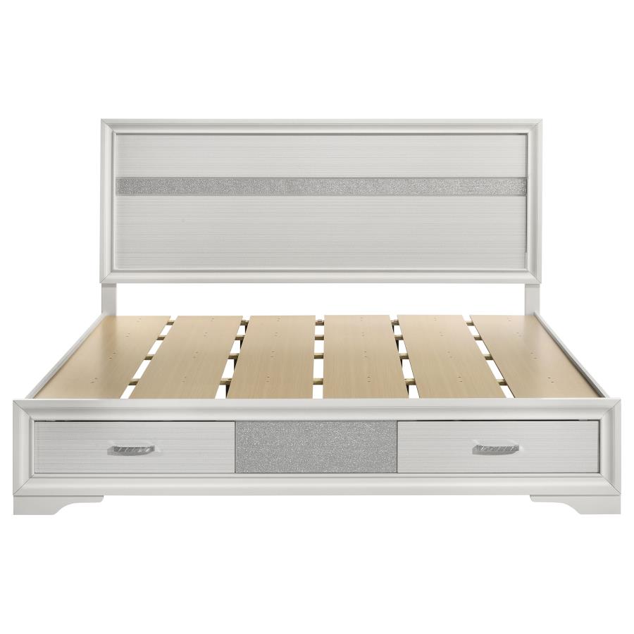 Miranda 51-inch Wood Eastern King Storage Panel Bed White view 4