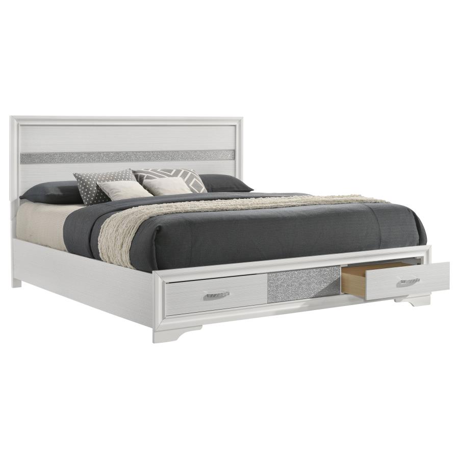 Miranda 51-inch Wood California King Storage Panel Bed White view 3