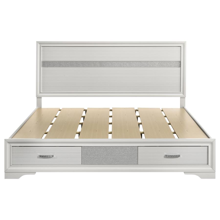 Miranda 51-inch Wood California King Storage Panel Bed White view 4