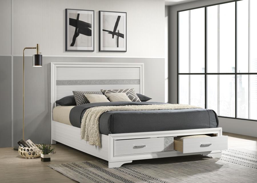 Miranda 51-inch Wood Queen Storage Panel Bed White view 2