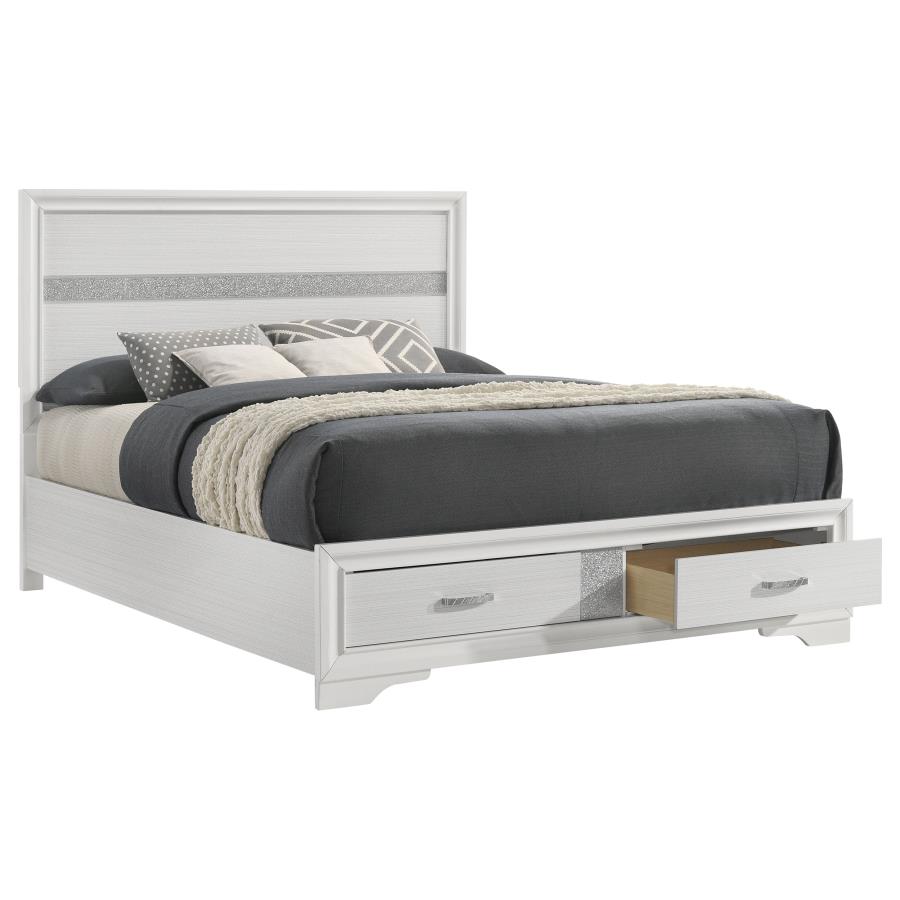 Miranda 51-inch Wood Queen Storage Panel Bed White view 3