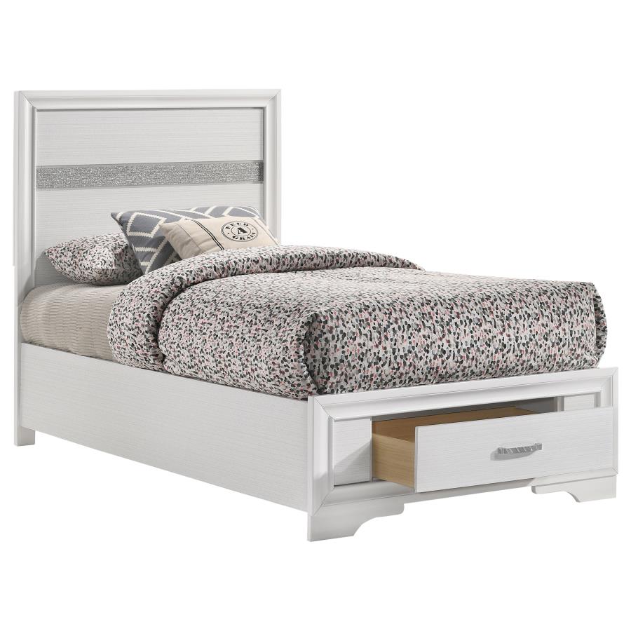 Miranda 51-inch Wood Twin Storage Panel Bed White view 3