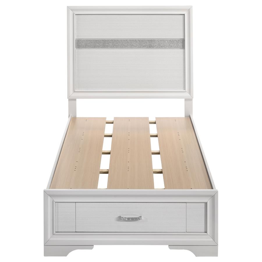 Miranda 51-inch Wood Twin Storage Panel Bed White view 4