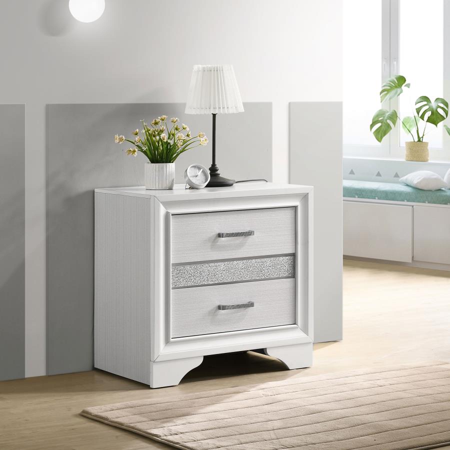 Miranda 3-drawer Nightstand Bedside Table White view 2
