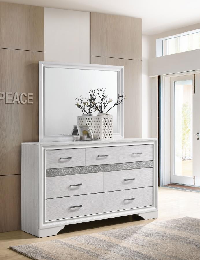 Miranda 7-drawer Dresser with Mirror White view 2