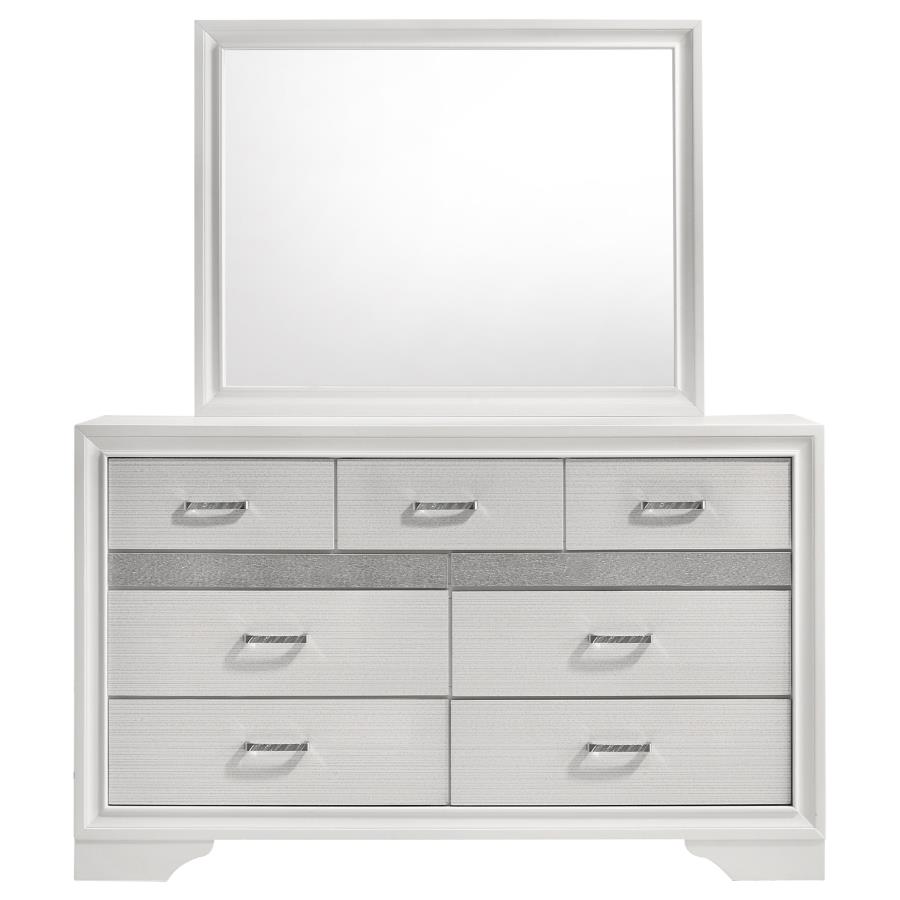 Miranda 7-drawer Dresser with Mirror White view 3
