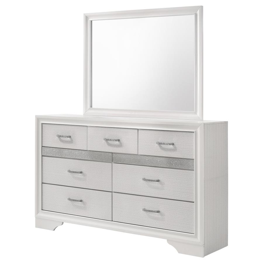 Miranda 7-drawer Dresser with Mirror White view 4
