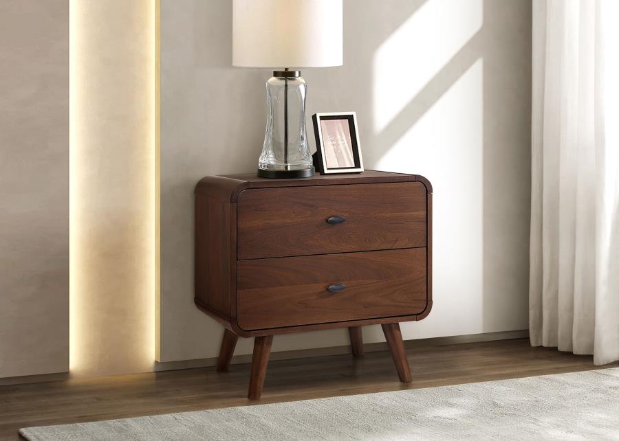 Robyn 2-drawer Nightstand Bedside Table Dark Walnut view 2