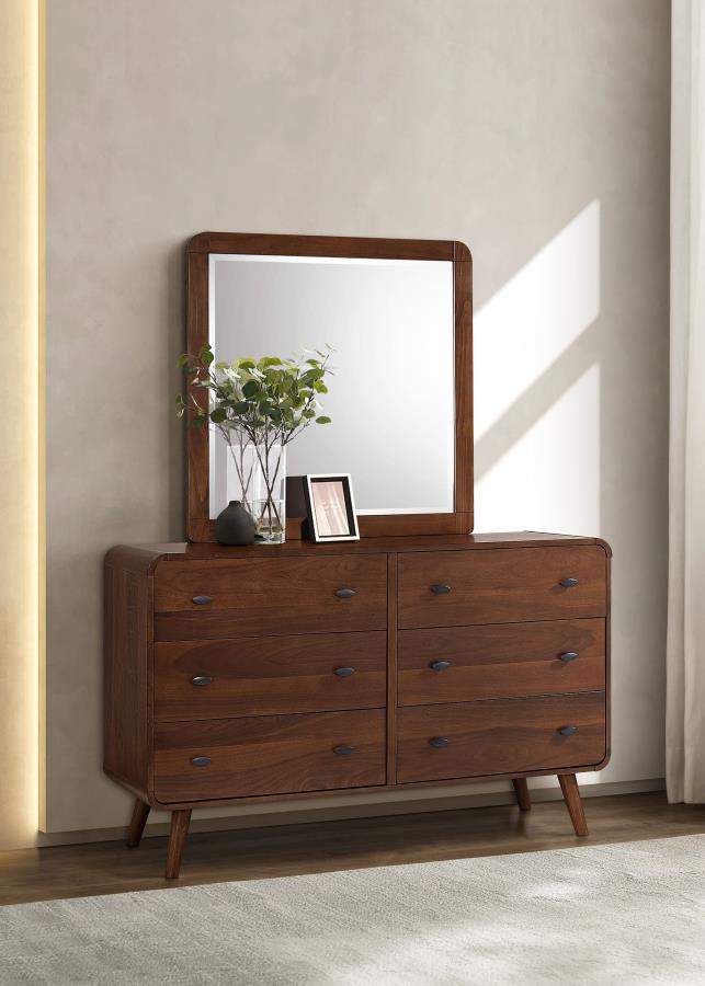 Robyn 6-drawer Dresser with Mirror Dark Walnut view 2