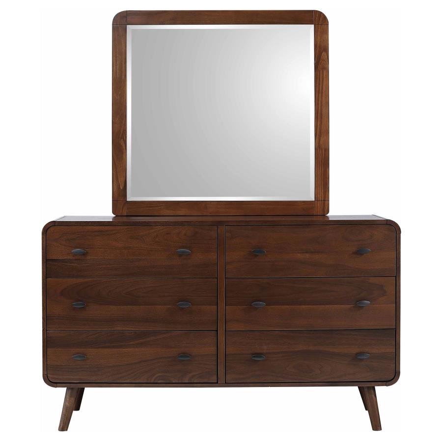 Robyn 6-drawer Dresser with Mirror Dark Walnut view 3
