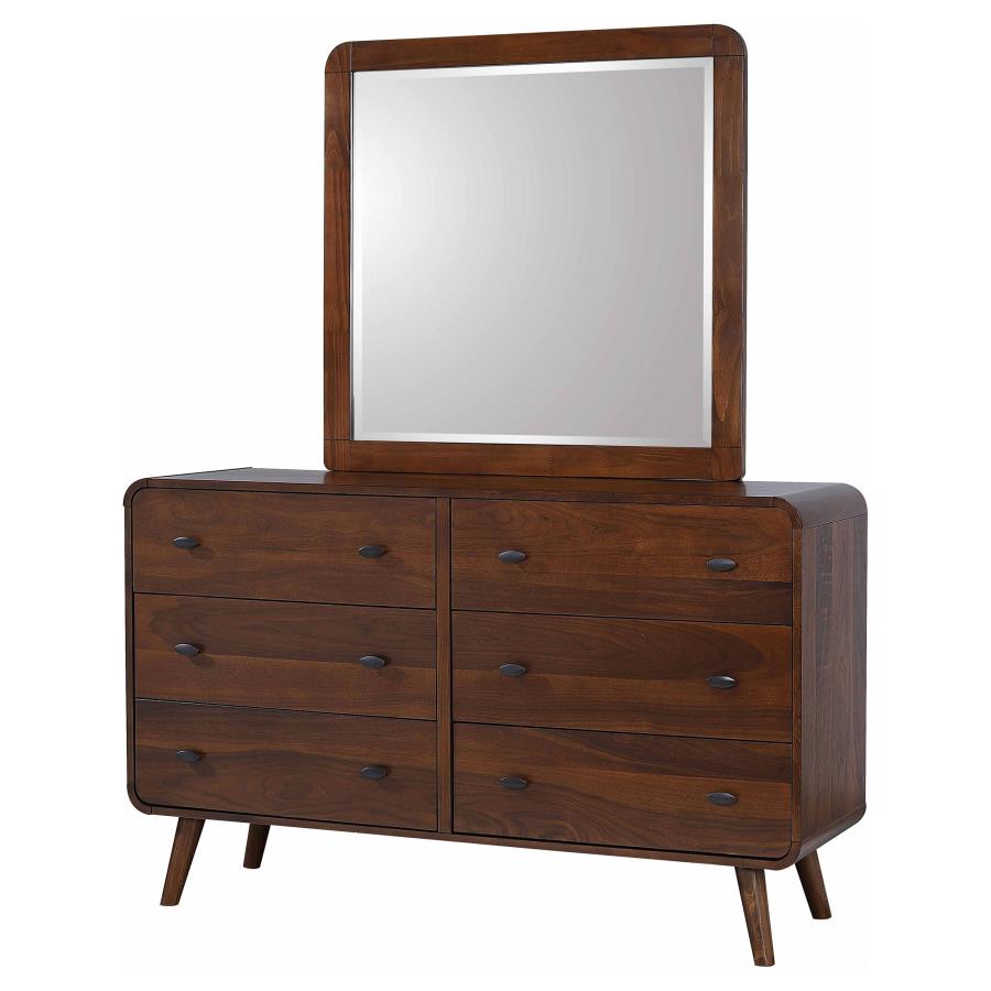 Robyn 6-drawer Dresser with Mirror Dark Walnut view 4
