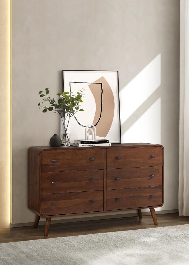 Robyn 6-drawer Bedroom Dresser Dark Walnut view 2