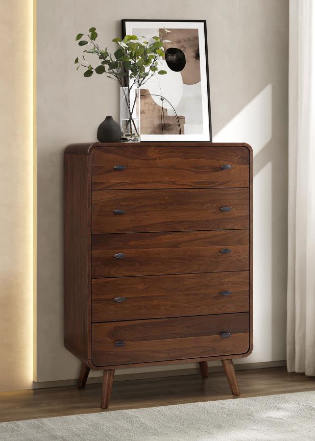 Robyn 5-drawer Bedroom Chest of Drawers Dark Walnut view 2