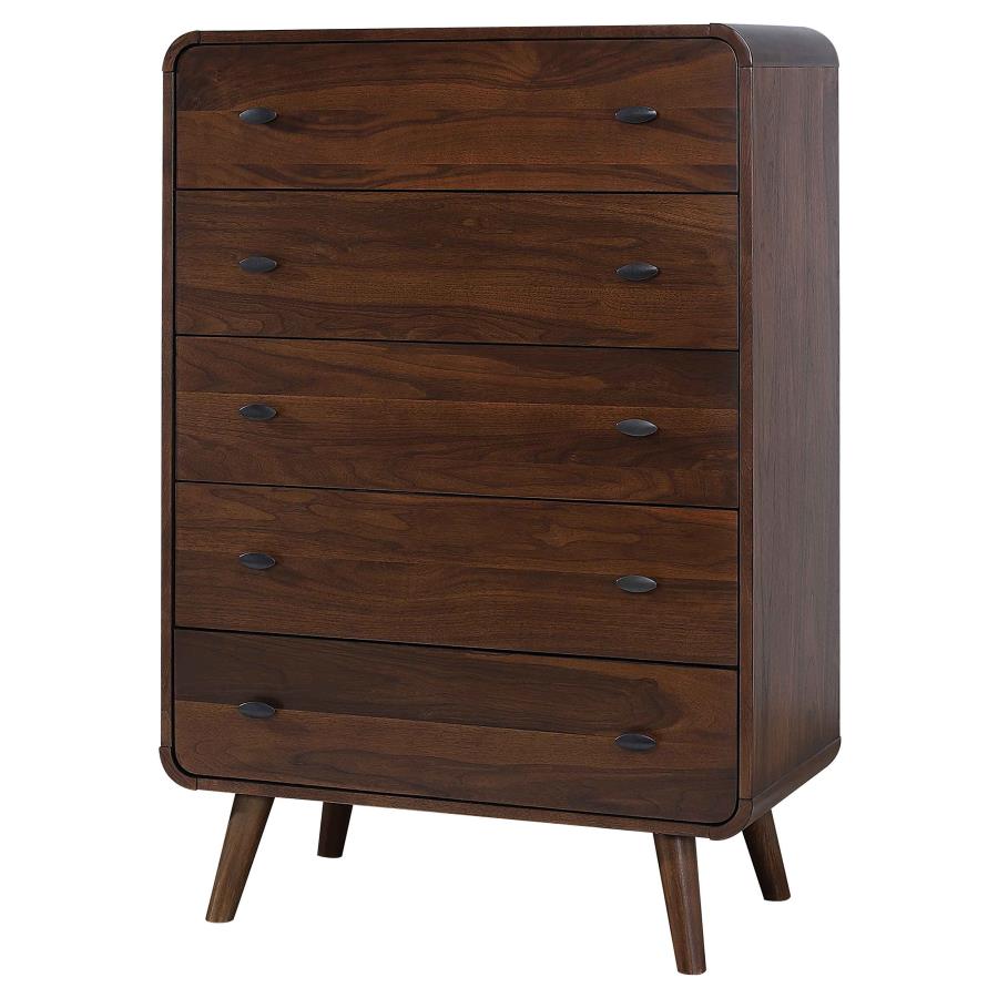 Robyn 5-drawer Bedroom Chest of Drawers Dark Walnut view 4