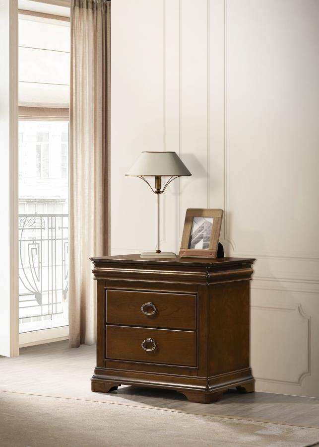 Garland 3-drawer Nightstand Bedside Table Brown Cherry view 2