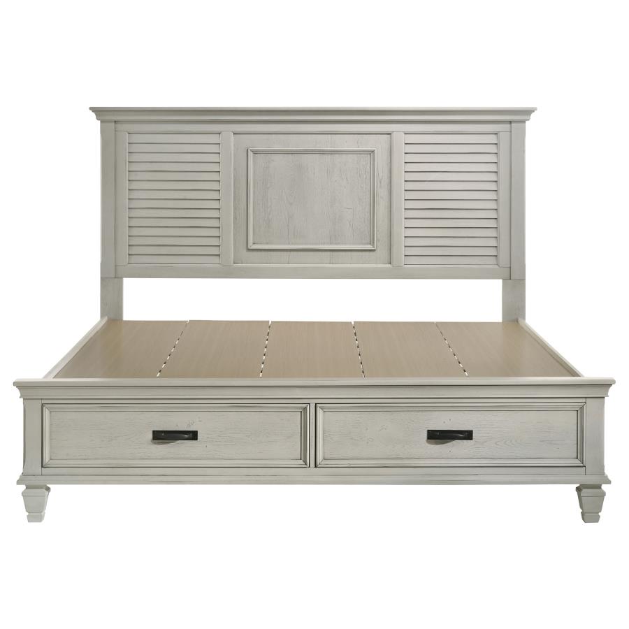 Franco Wood Eastern King Storage Panel Bed Distressed White view 4