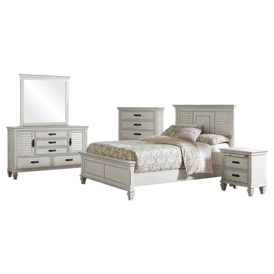 Franco 5-piece Eastern King Bedroom Set Distressed White view 2