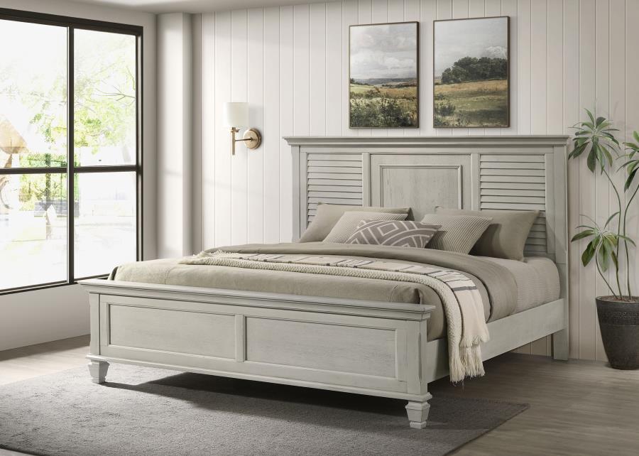 Franco Wood Eastern King Panel Bed Distressed White view 2