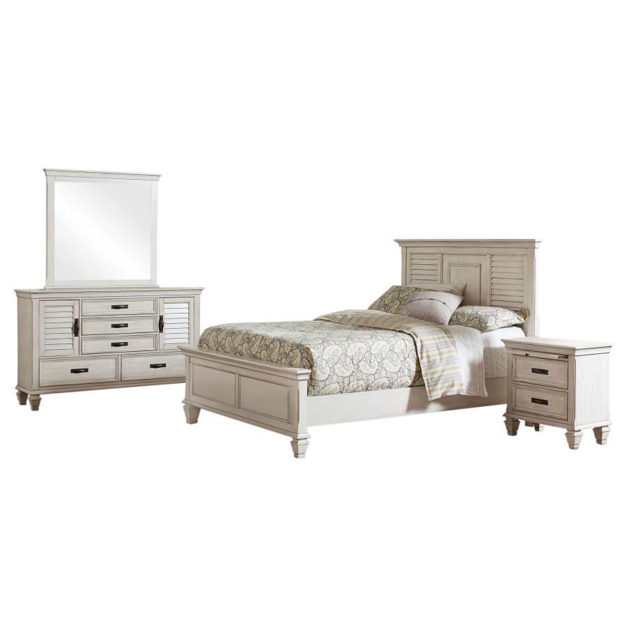 Franco 4-piece Queen Bedroom Set Distressed White view 2