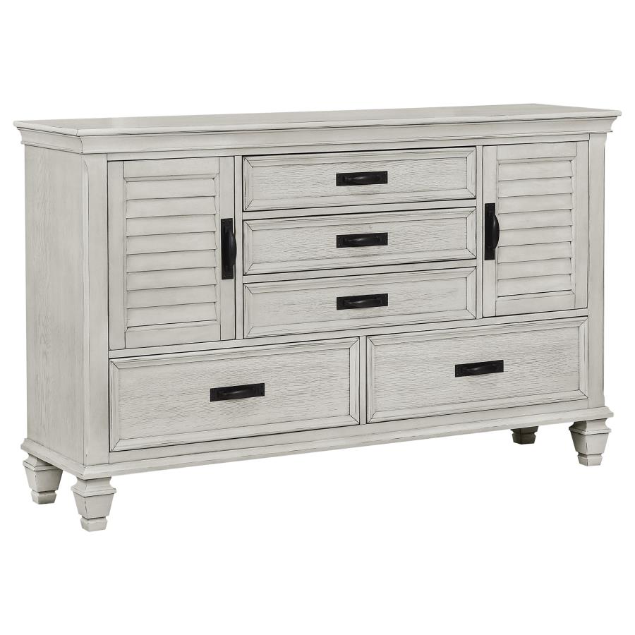 Franco 4-piece Queen Bedroom Set Distressed White view 6