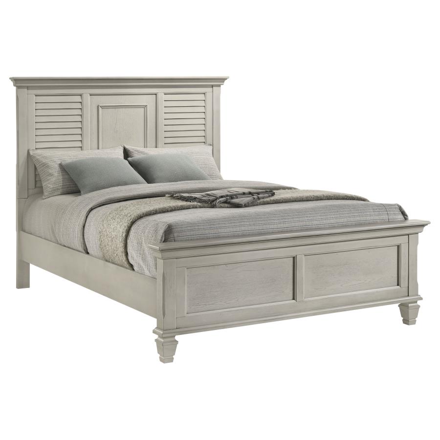 Franco Wood Queen Panel Bed Distressed White view 3