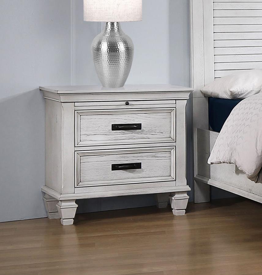 Franco 2-drawer Nightstand Distressed White view 2