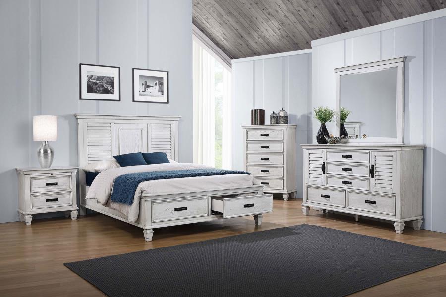 Franco 5-drawer Dresser Distressed White view 4