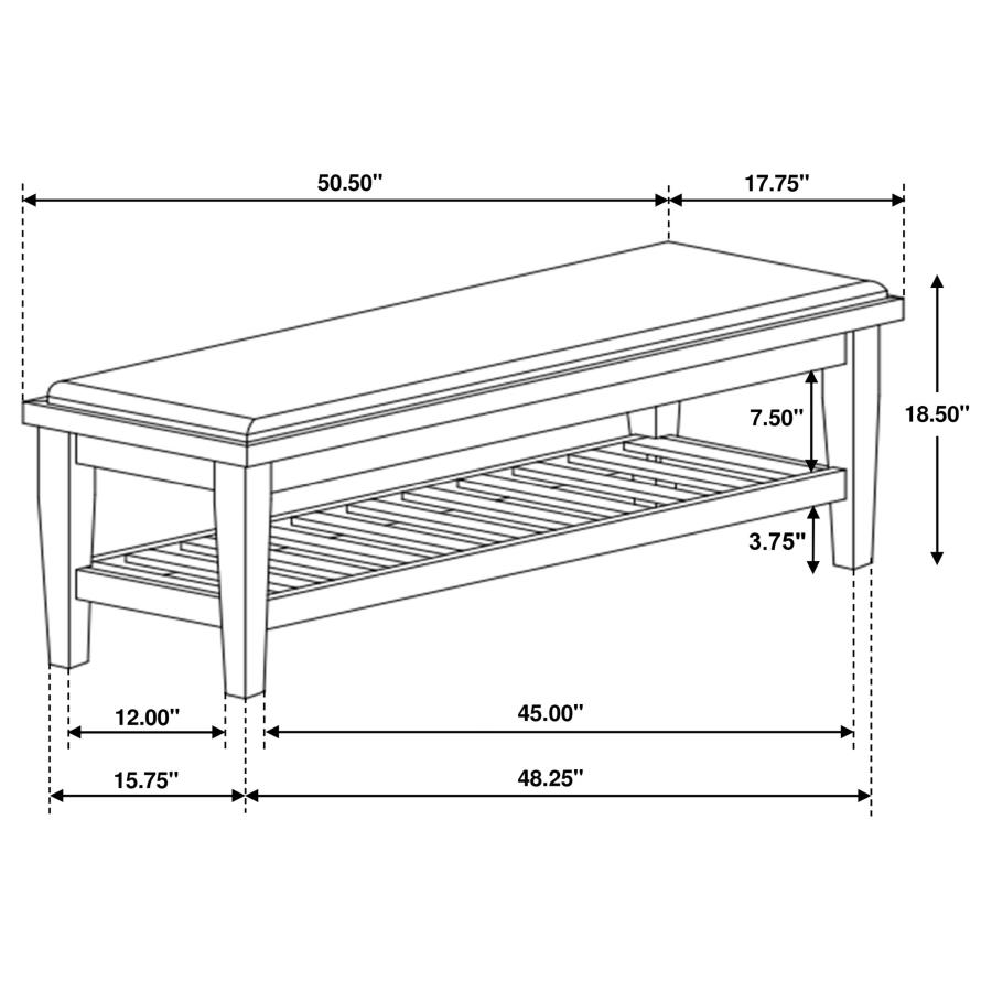 Franco Fabric Upholstered Bench with Shelf Distressed White view 3