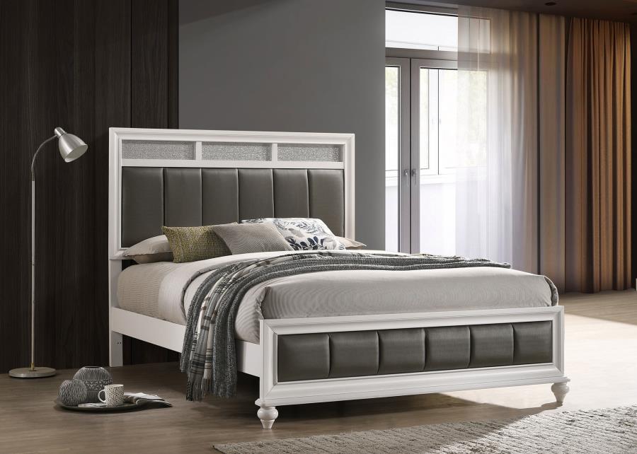 Barzini Wood Queen Panel Bed White view 2