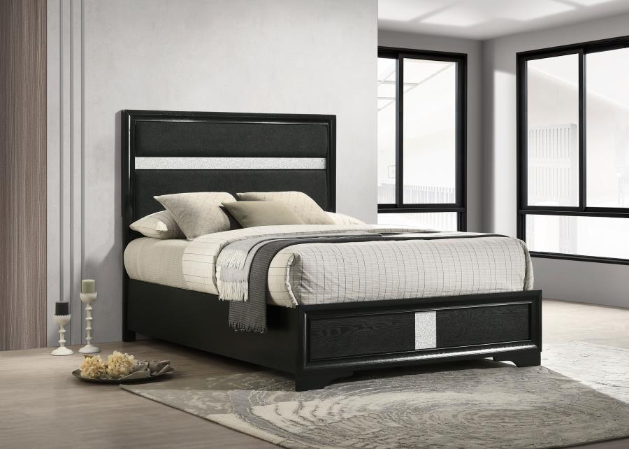 Miranda 54-inch Upholstered Full Panel Bed Black view 2