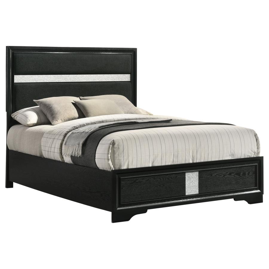 Miranda 54-inch Upholstered Full Panel Bed Black view 3