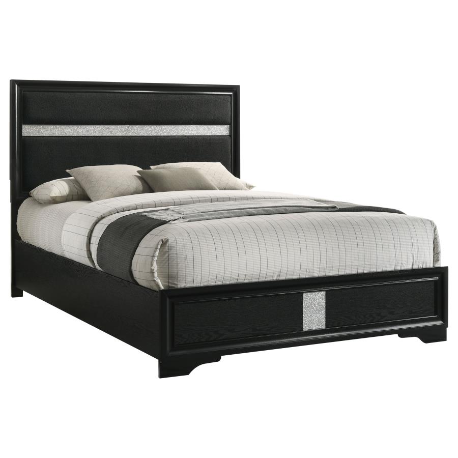 Miranda 54-inch Upholstered Queen Panel Bed Black view 3