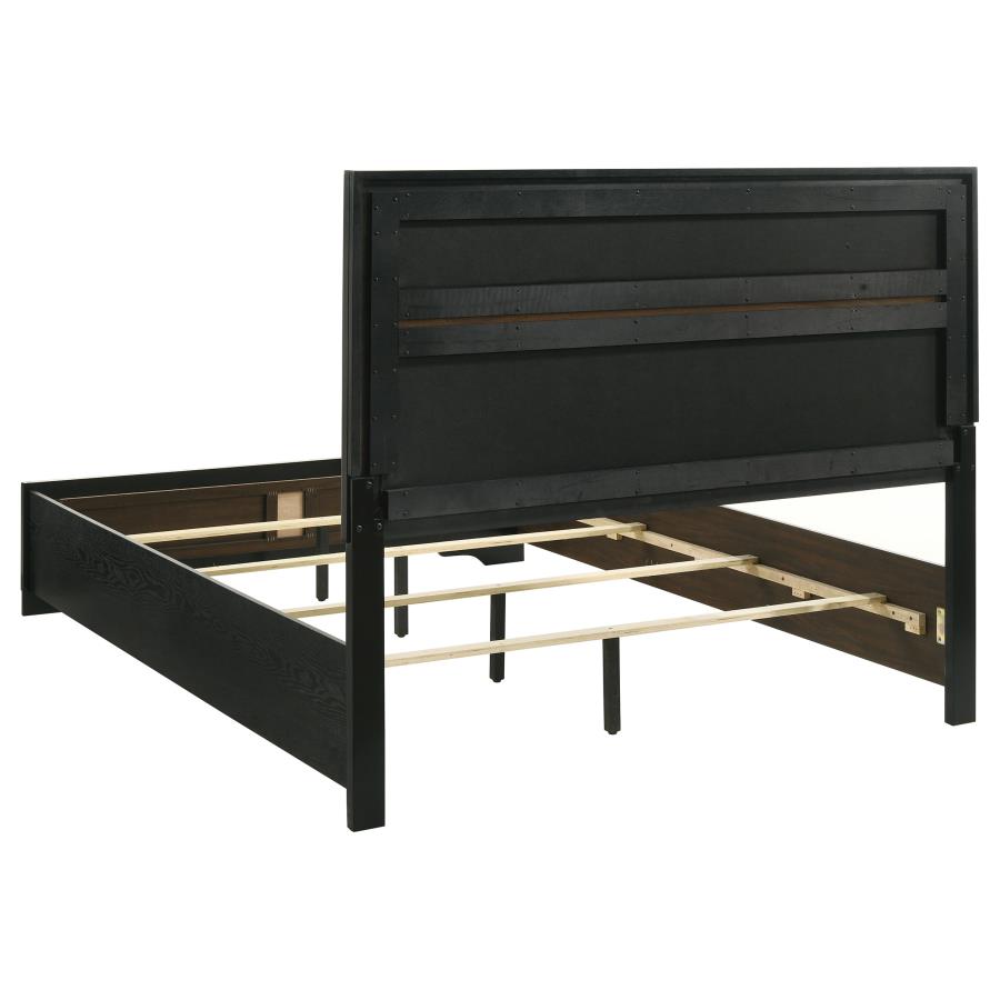 Miranda 54-inch Upholstered Queen Panel Bed Black view 4