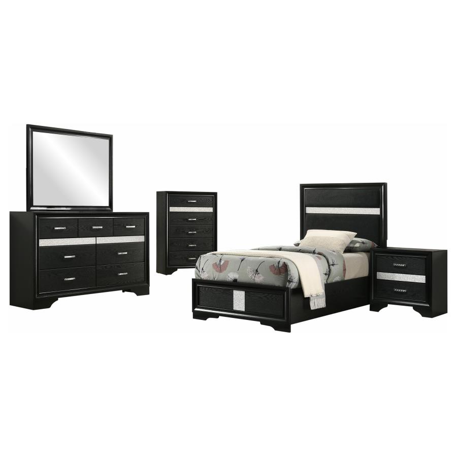 Miranda 5-piece Twin Bedroom Set Black view 2
