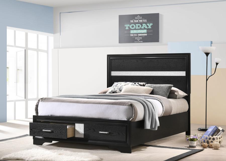 Miranda 51-inch Wood Full Storage Panel Bed Black view 2