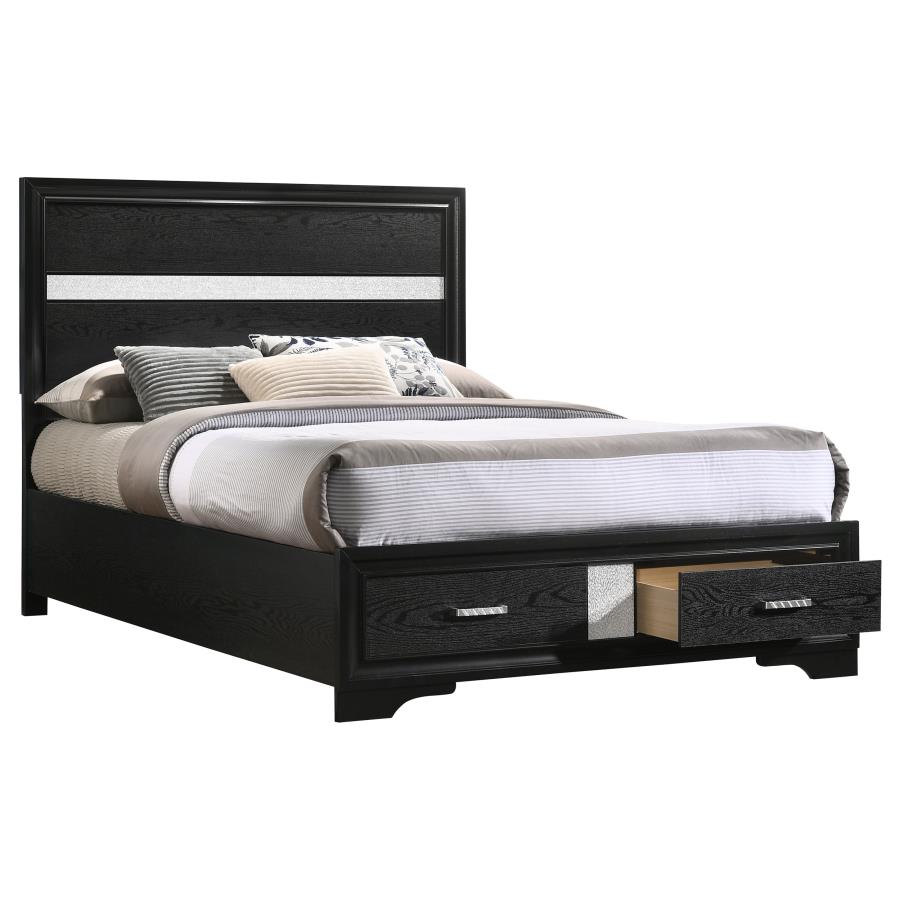 Miranda 51-inch Wood Full Storage Panel Bed Black view 3