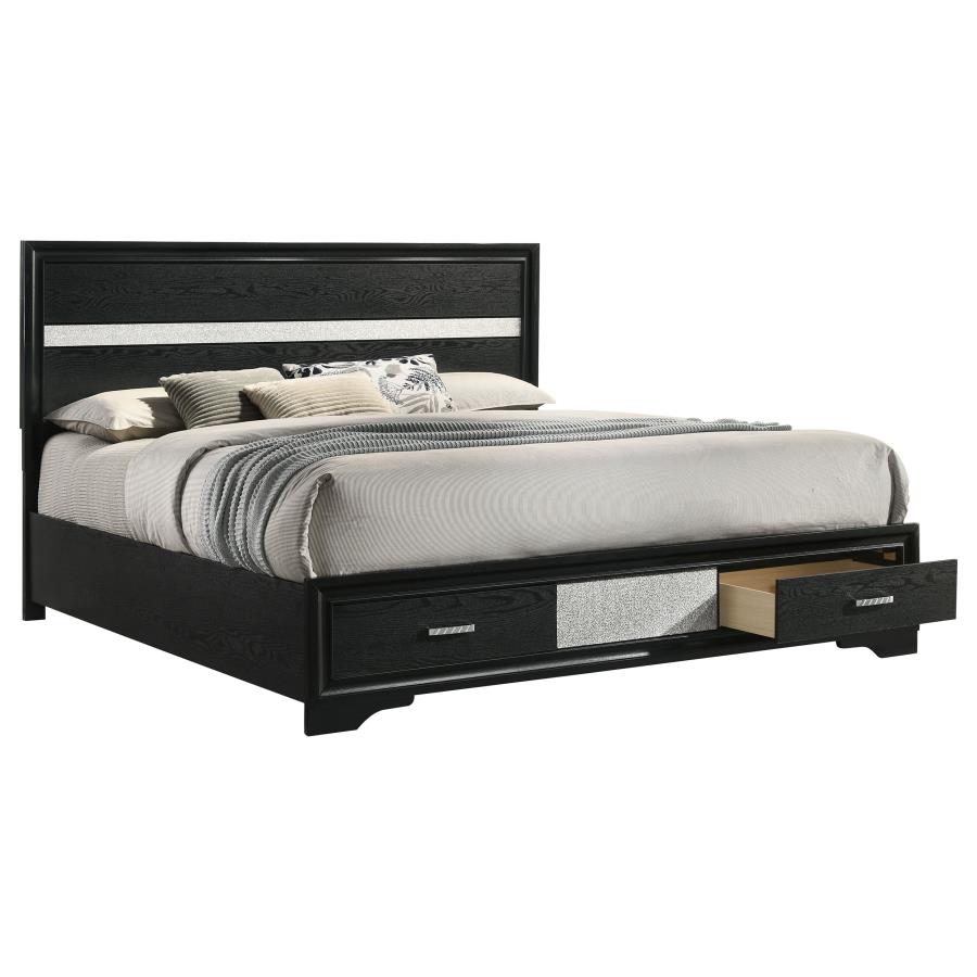 Miranda 51-inch Wood Eastern King Storage Panel Bed Black view 3