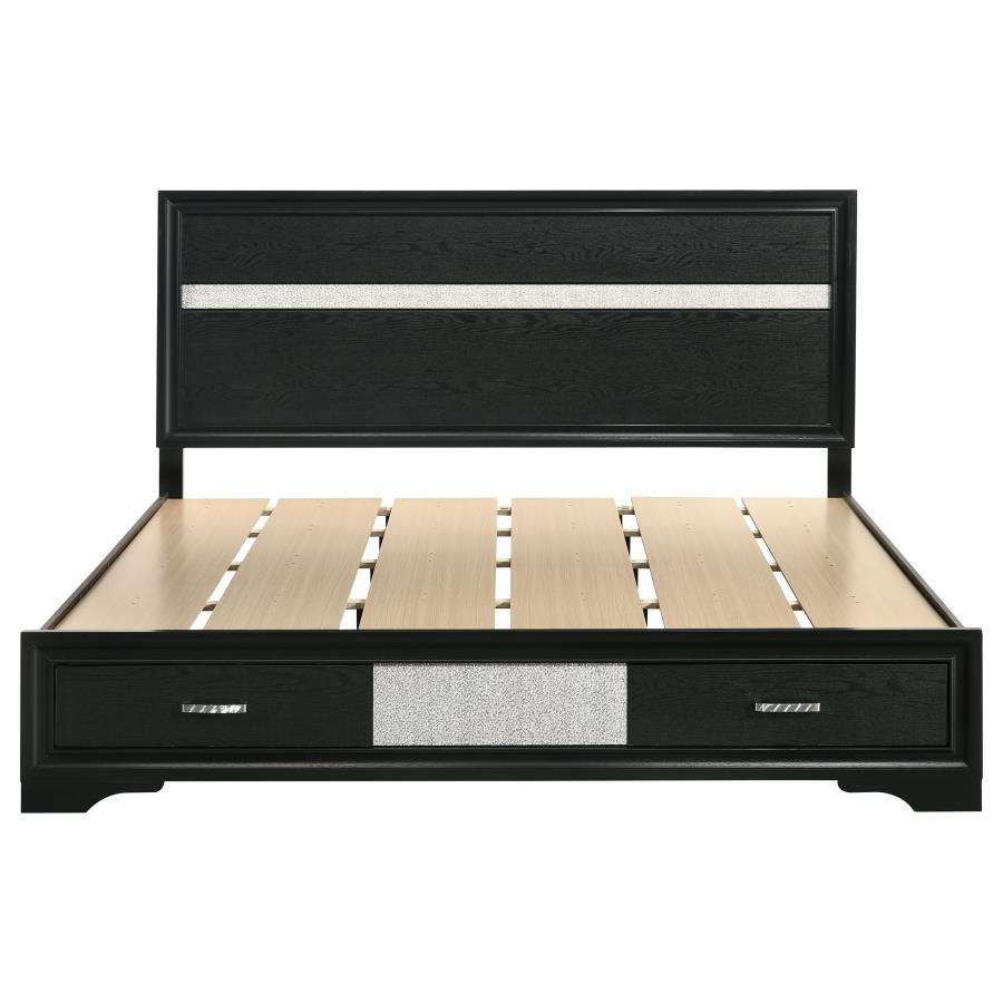 Miranda 51-inch Wood Eastern King Storage Panel Bed Black view 4