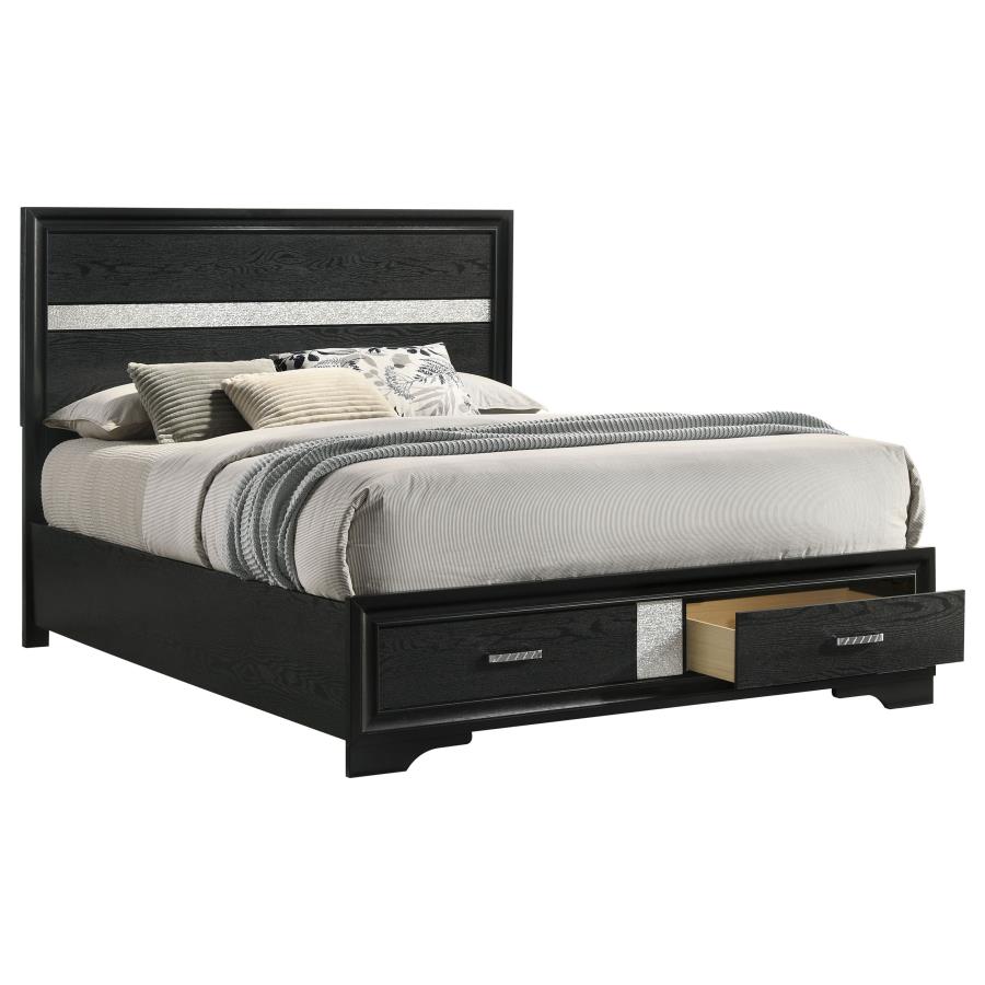 Miranda 51-inch Wood Queen Storage Panel Bed Black view 3