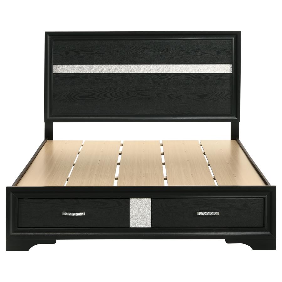 Miranda 51-inch Wood Queen Storage Panel Bed Black view 4