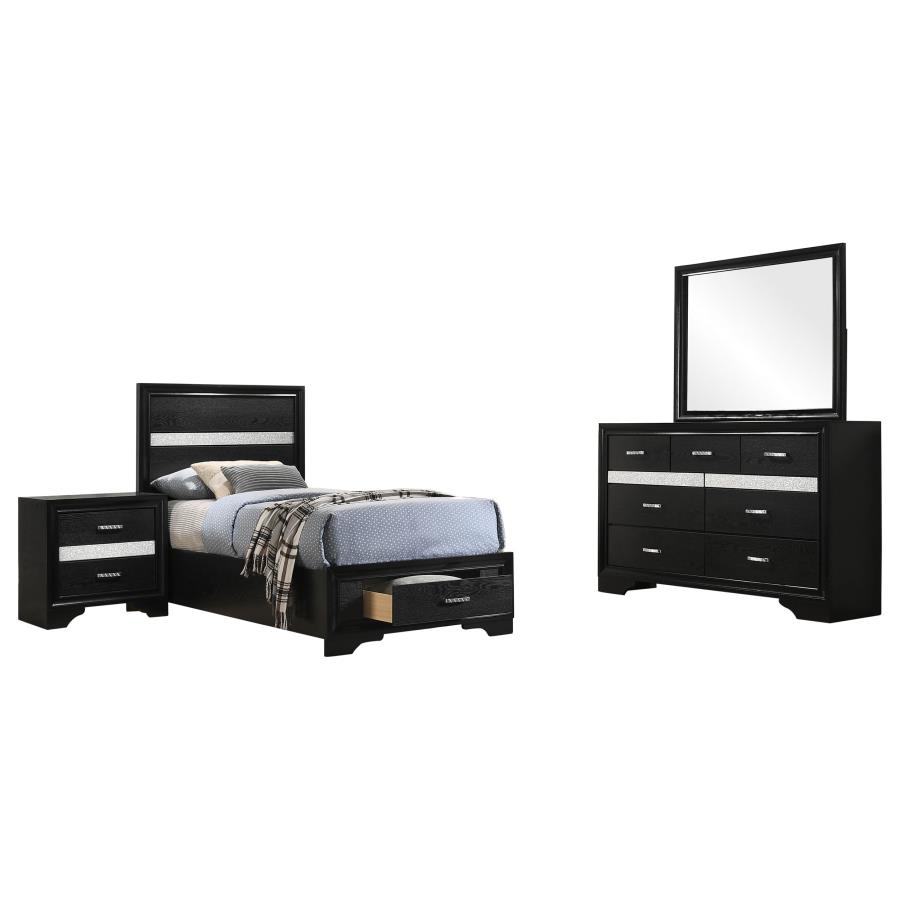 Miranda 4-piece Twin Bedroom Set Black view 2