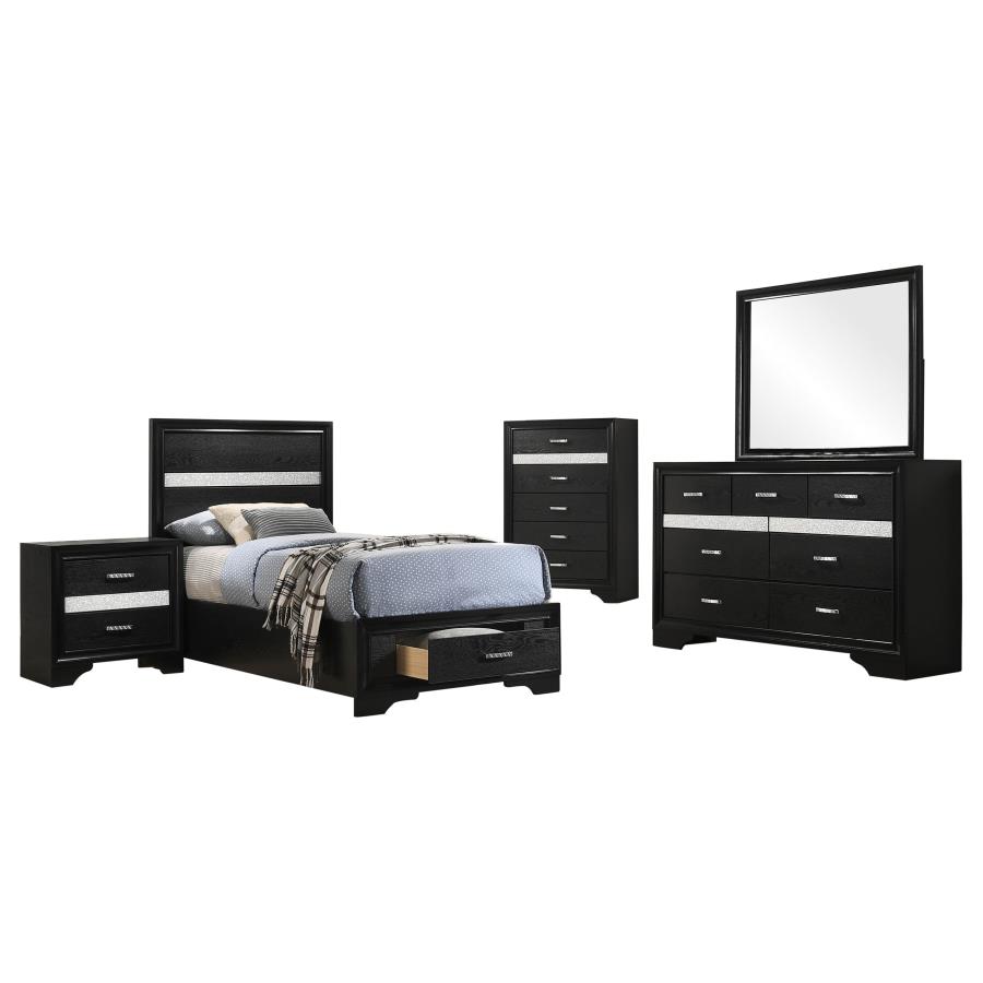 Miranda 5-piece Twin Bedroom Set Black view 2