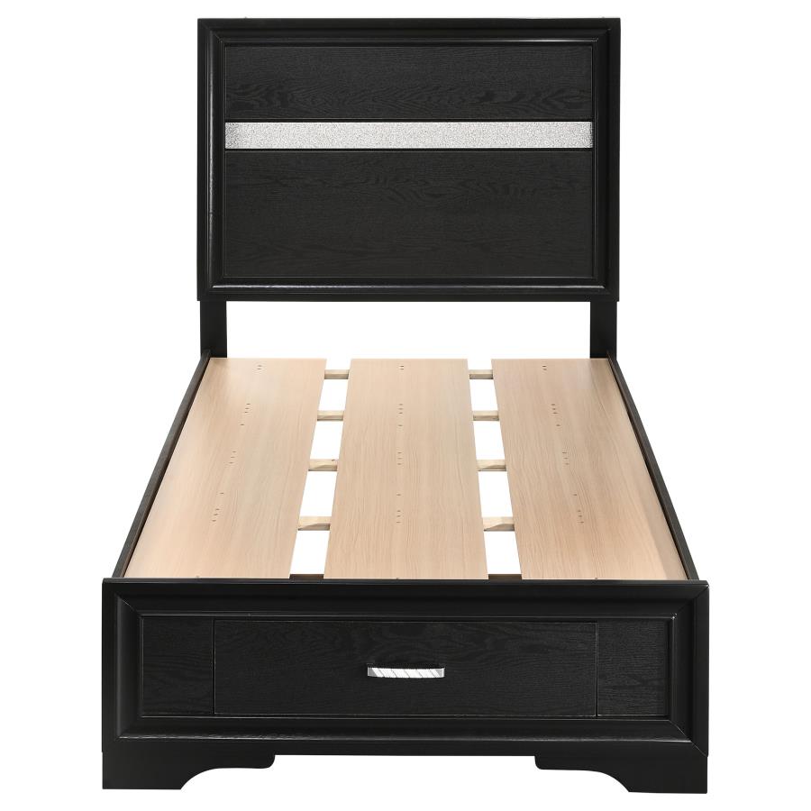 Miranda 51-inch Wood Twin Storage Panel Bed Black view 4