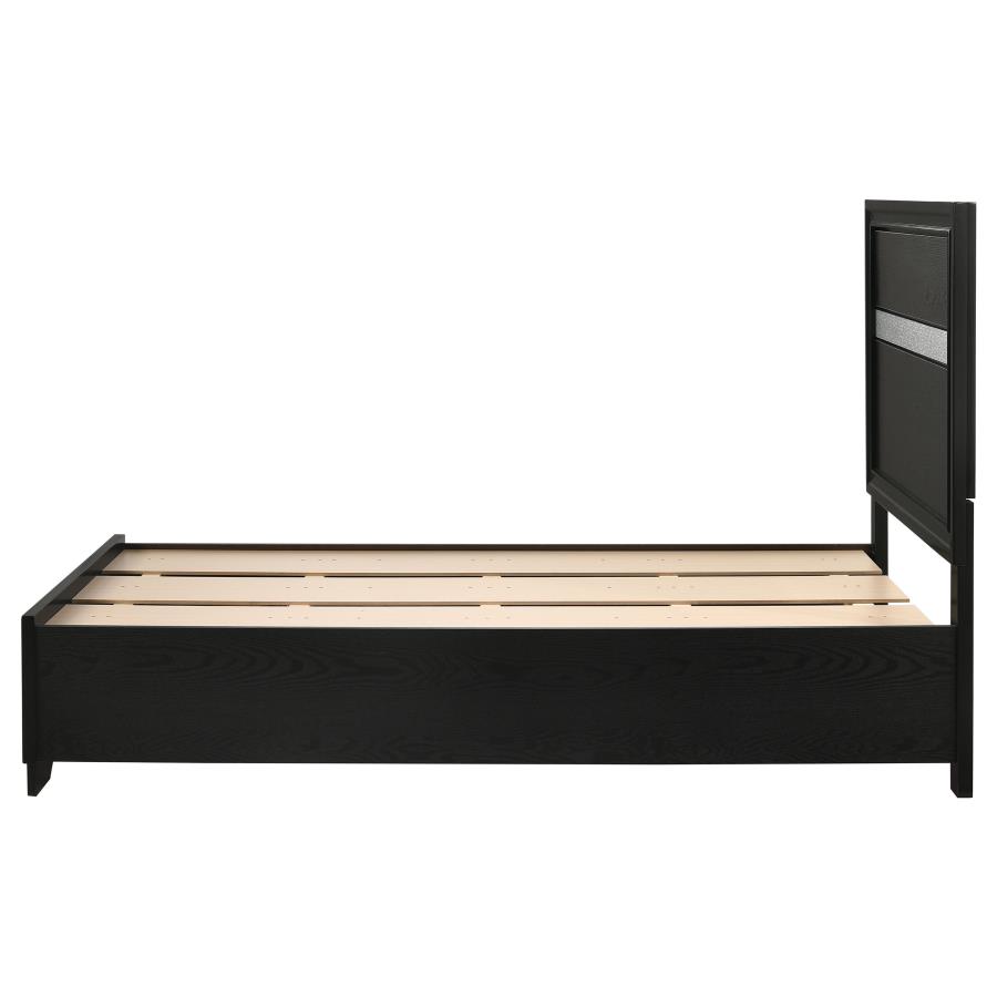 Miranda 51-inch Wood Twin Storage Panel Bed Black view 6
