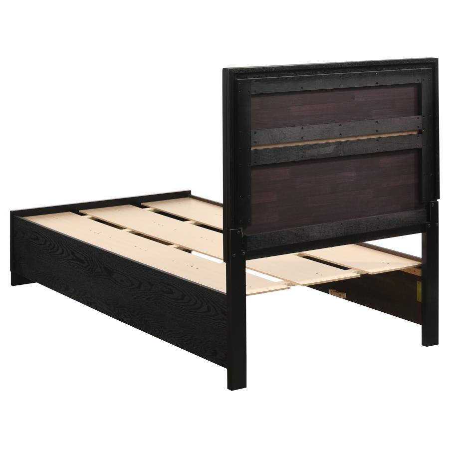 Miranda 51-inch Wood Twin Storage Panel Bed Black view 7