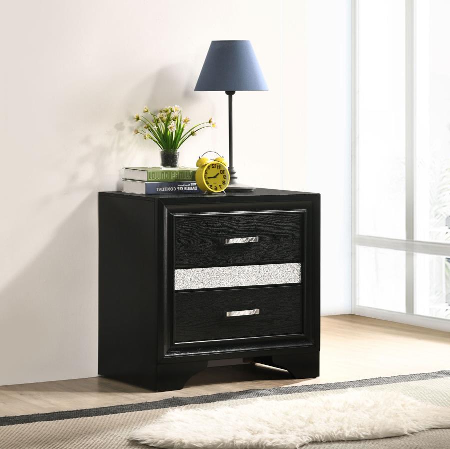 Miranda 3-drawer Nightstand Bedside Table Black view 2